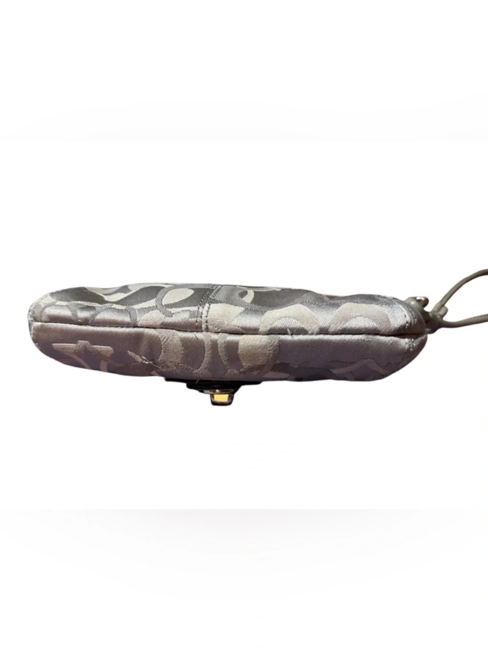 Coach Legacy Signature Optic Turnlock Flap Wristlet, Gray/Silver/Lavender - Picture 3 of 11